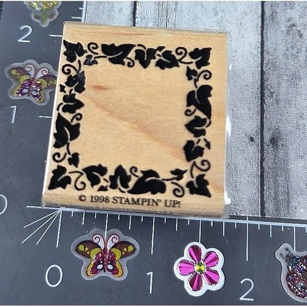 Stampin' Up! Ivy Frame Border Square 1998 Rubber Stamp Wood #S9